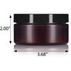 JUVITUS 8 oz Amber Plastic Refillable Low Profile Jar with Black Lid (6 Pack)
