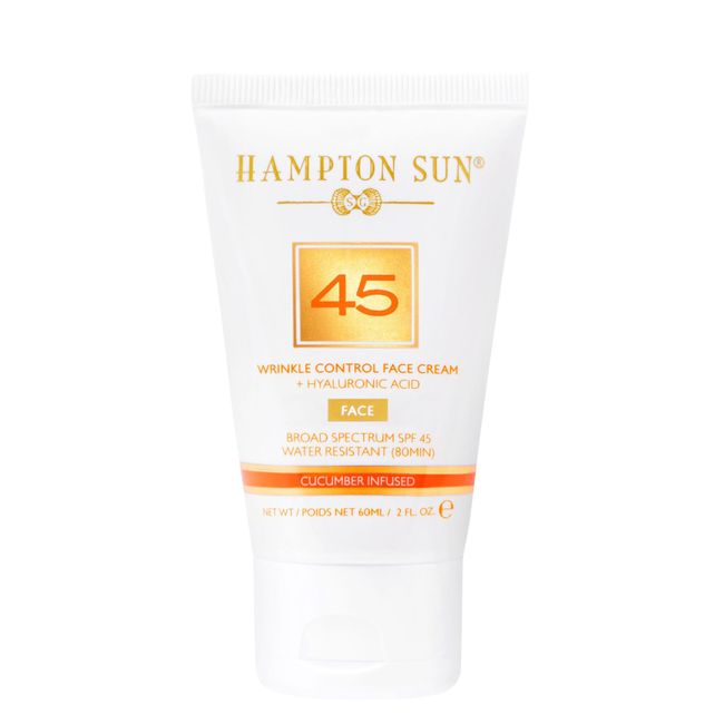 Hampton Sun SPF 45 Wrinkle Control Face Cream | Daily Moisturizer + SPF | Dewy, Glowy Finish | Hyaluronic Acid + Organic Cucumber Extracts | Broad Spectrum UVA/UVB | Non-Comedogenic | All Skin Types