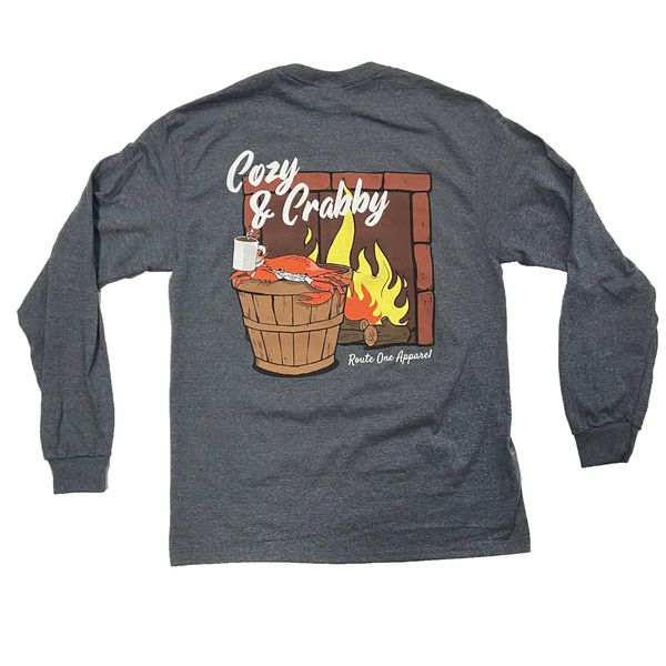 Cozy & Crabby (Charcoal) / Long Sleeve Shirt - Small / Grey