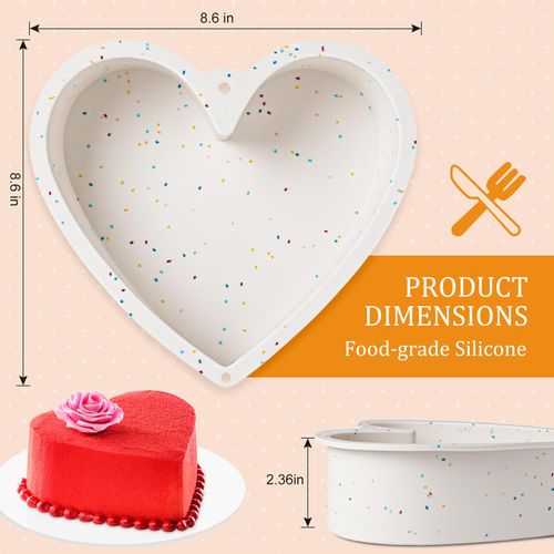 HEYYUMI 2Pcs Heart Shaped Cake Pans,8 Inch,Silicone,Nonstick,Heart Cake Tin Mold for Baking,Cream