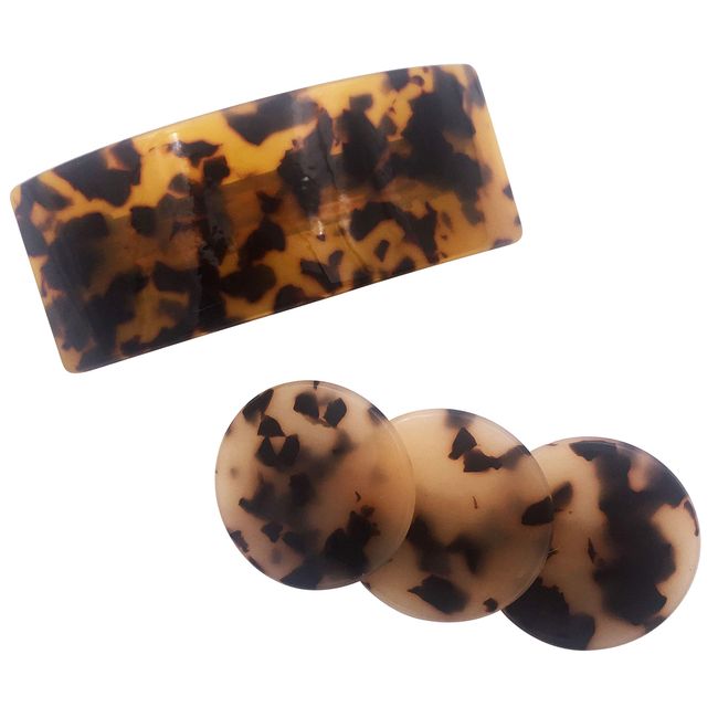 Medium French Barrette Clip Grip Set Tortoise Shell Pattern For Women