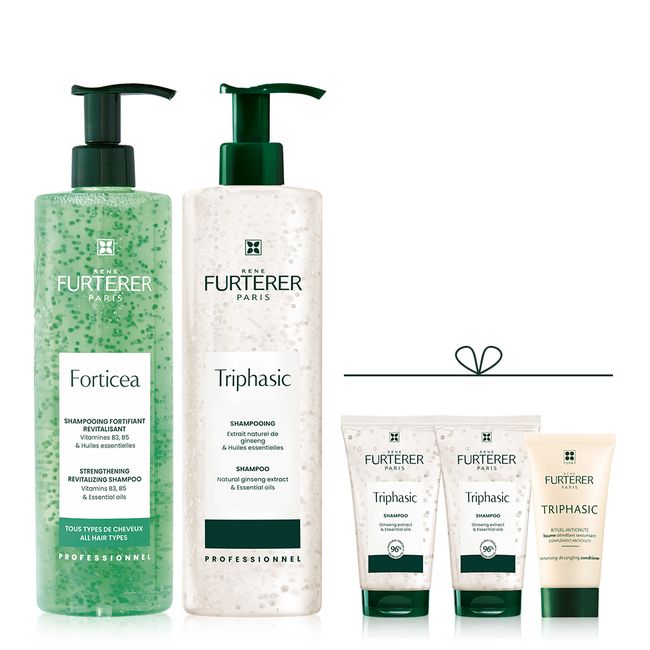 [Rene Furterer] Porticia &amp; Triphasic Deep Cleansing &amp; Scalp Nourishing Shampoo 600ml Duo (+130ml additional gift)