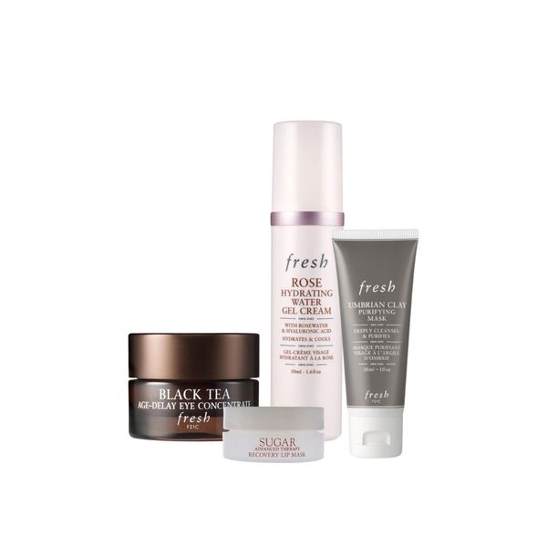 Fresh Black Tea Eye Concentrate, Rose Hydrating Gel Cream, and Sugar Advanced Lip Mask Gift Set