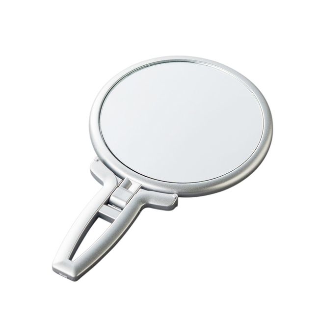 Napure Mirror Double-Sided Hand Mirror, 7x Magnifier, Makeup Mirror, Real Skin Color, Silver, Made in Japan