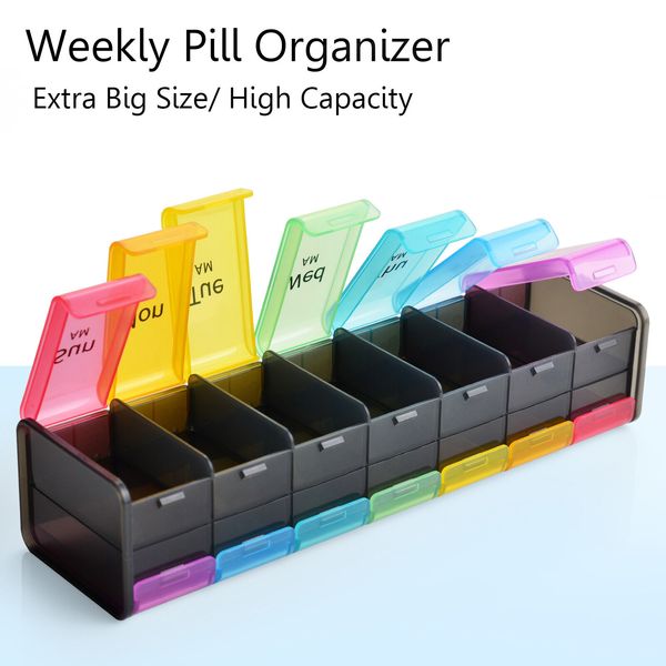 Extra Large Weekly Pill Organizer Weekly Pill Box 7 Day Pill Case Vitamin Tablet