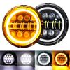 Pair 105W 7" Led Round Headlights HI/LO Bulb for Peterbilt Kenworth Freightliner