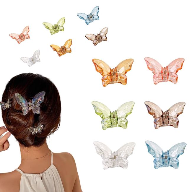 JIZIYUER 12 Pcs Clear Acrylic Butterfly Hair Clips Non Slip Hair Claw Clips Hair Claws Hold Jaw Clip for Thick Thin Hair Clips Cute Hair Accessories for Women Girls