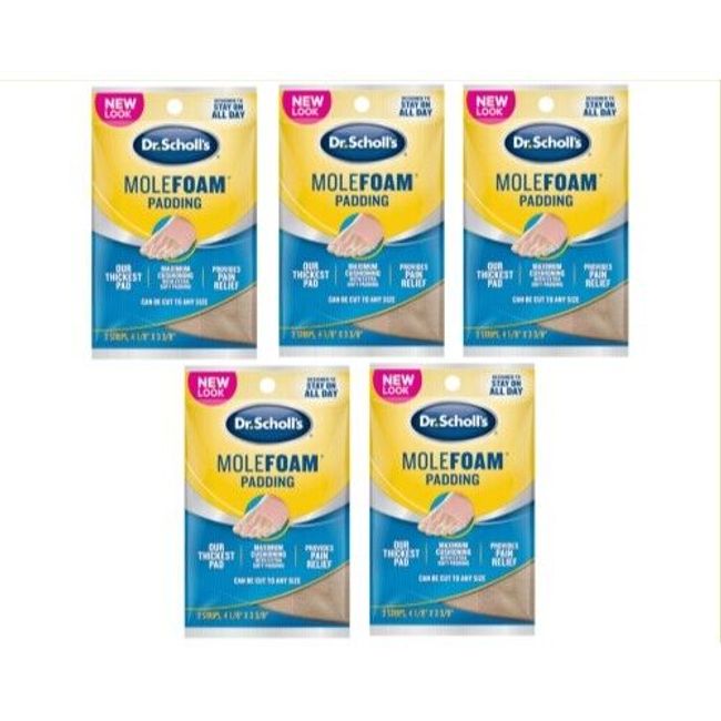 5 Pack Dr Scholls Molefoam Padding Two 4 1/8 X 3 3/8 Strips Each