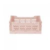 Ay-Kasa Folding Crate, Sturdy Folding Box, Plastic, Stackable, Milk Tea, Mini (27 x 17 x 11 cm)