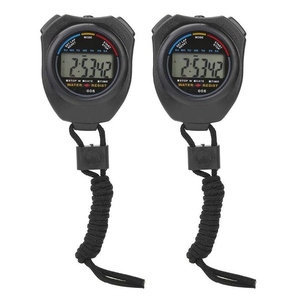 Sport Digitale Stoppuhr Timer, 2 Stück Multifunktional Digital Stoppuhr Handheld Timer mit LCD Anzeige und Kompass für Rennen/Laufen Sports Training