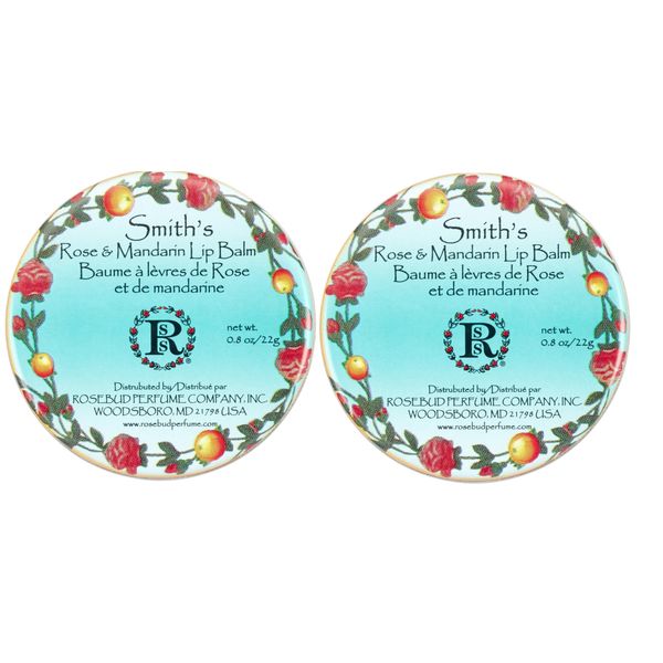 Rosebud Smith's Lip Balm | Rose and Mandarin | 0.8 Ounce Tin TWO PACK