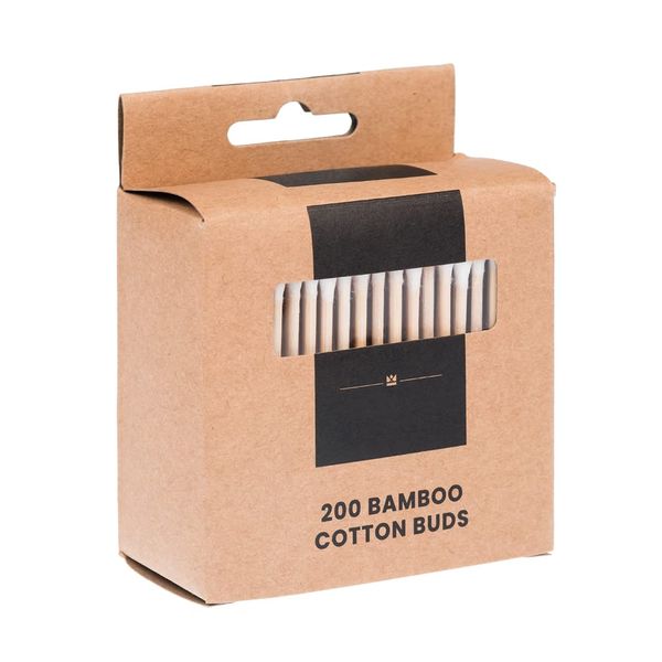 Invero 1200 Pack of Eco-Friendly Natural Organic Bamboo Cotton Buds - Family Pack Cotton Swabs - Biodegradable Decomposable 100% Plastic Free Ear Buds