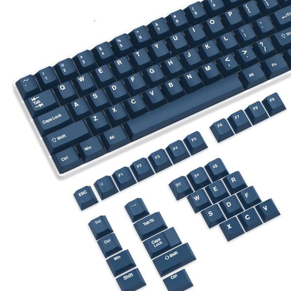 PBT Keycaps 120 Keys OEM Profile PBT Double Shot Keycap Set,ANSI US Layout for Mechanical Keyboard,Compatible with MX Switches Cherry/Gateron/Kailh/Akko Switch,with Key Puller (Retro Dark Blue)