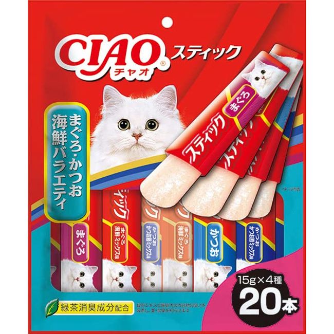 CIAO Tuna & Bonito Seafood Variety Sticks, 20 Sticks