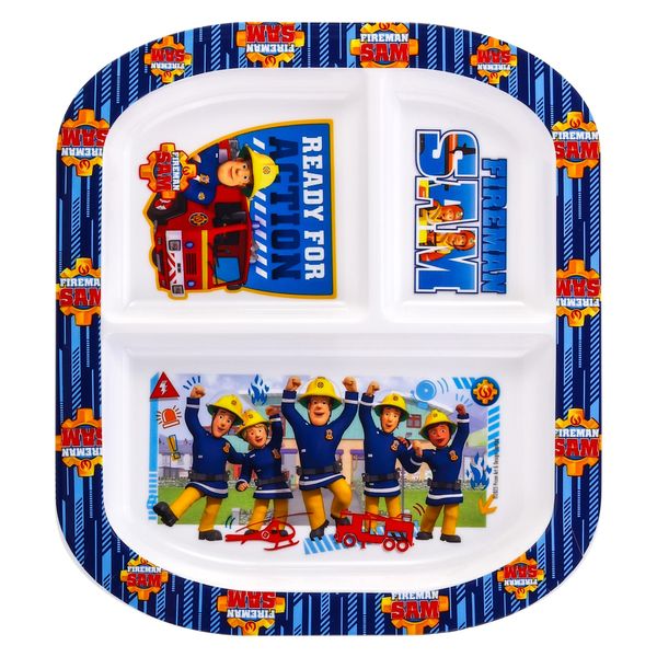 Zawadi Global Fireman Sam 3 Section Childrens Kids Toddlers Divided Breakfast Lunch Dinner Plate