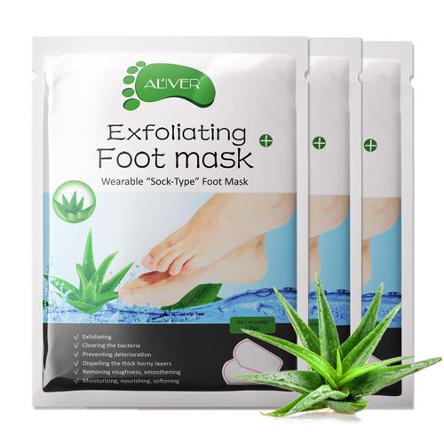 P-Beauty Aloe Foot Mask, Ecfoiling Foot Scrub, Anti Callus Socks, for Removing Rough Skin, Corns & Cracks, Intensive Foot Care for Silky Feet, 3 Pairs