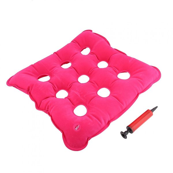 Tiiyee Air Inflatable Chair Cushion, Pressure Sore Prevention Seat Square Cushion Anti Bedsores with Pump Anti Bedsore for Work Home Use Car Or Office Travel Prolonged Sitting (Pink)