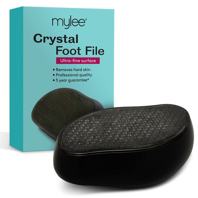 Mylee Crystal Foot File for Smooth Feet - Ultra Fine Glass Surface, Gently Removes Hard Skin, Works on Dry & Wet Feet, Easy to Clean & Sanitise Professional & Home Use, 5 Year Guarantee on the Surface