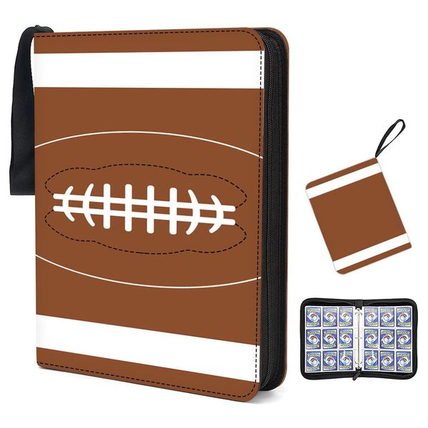 FOME 9-Pocket Football Trading Card Binder, Fits 900 Cards, 3 Rings Expandable, Archival-Safe, Waterproof, Dust-Proof, Transparent Pocket Pages for Display