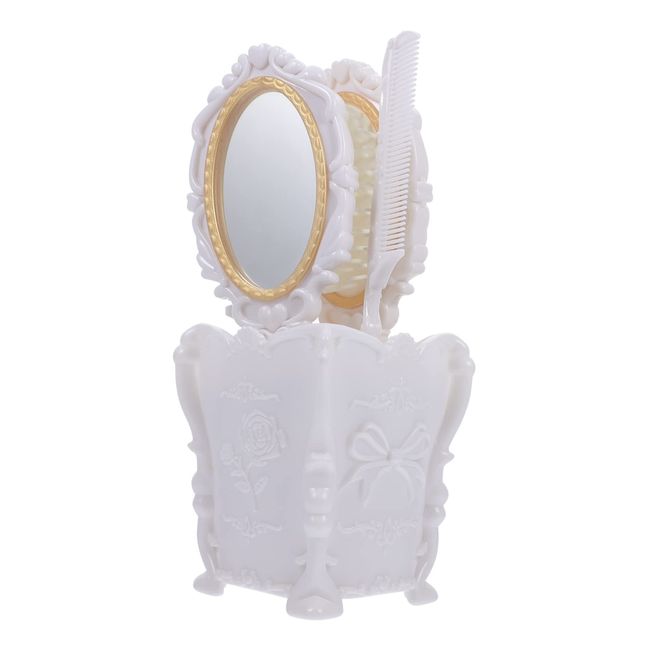 FOMIYES 1 Set comb set vintage hair brush hair teasing comb dresser mirror comb holder jar vanity girl mirror hair detangler brush plastic white Women Comb Brush Airbag Brush dress up Yiwu