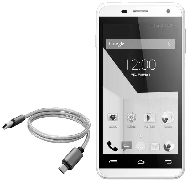BoxWave Cable Compatible with Gigabyte Essence - Micro USB DuraCable, Braided Micro USB Charging Cable - Space Grey