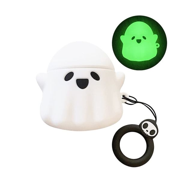 Viwind Silicone Airpods 3rd Generation Case Cover,Cute Funny Unique 3D Anime Airpod 3 Case,Shockproof Protective Skin Case Cover Support Wireless Charging for Girls Boys Women Kids-Ghost