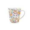 Gran Gift Mug - Orange Flowers Design Small Latte Mug - Ceramic White Tea/Coffee Present Gift