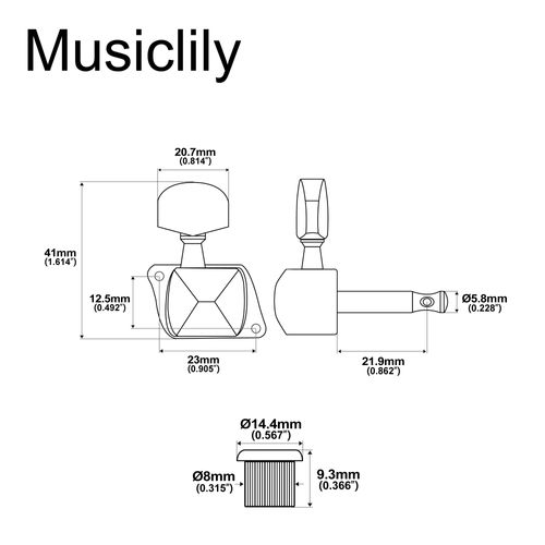 Musiclily 3+3 Guitar Semi-closed Tuners 3R3L String Tuning Pegs Keys Machine Heads Set for Epiphone Les Paul Style Electric Guitar or Acoustic Guitar Replacement, Chrome