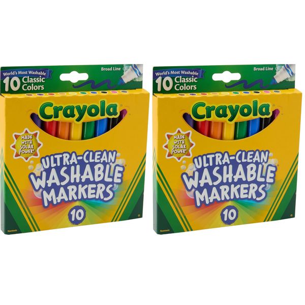 Crayola Ultraclean Broadline Classic Washable Markers (10 Count), (Pack of 2)