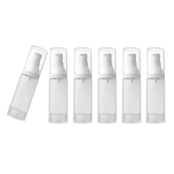 6 Stück 30 ml leere mattierte transparente Airless-Kosmetik-Lotion-Pump-Flaschen nachfüllbar Reise-Make-up-Creme-Grundierungs-Behälter-Spender, Aufbewahrungsfläschchen für flüssige Grundierung,