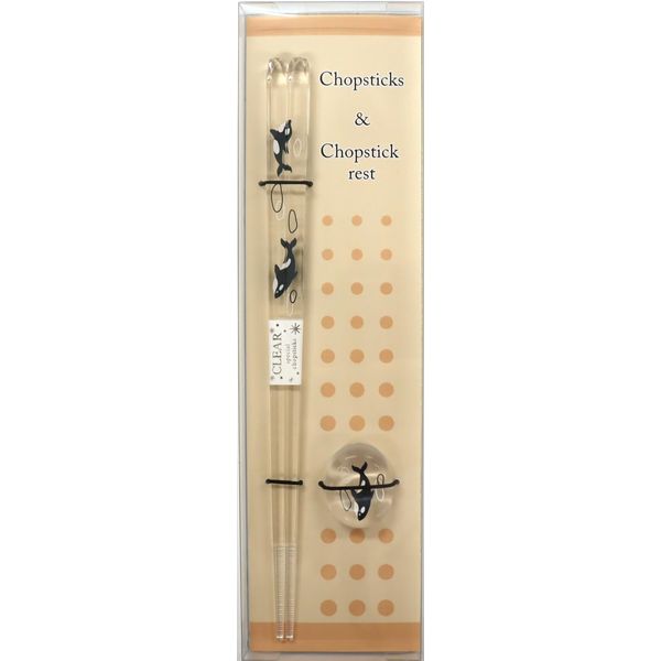 Aoba 549574 Animal Land Killer Whale Chopsticks Rest and Chopsticks Set, 9.1 inches (23 cm), Made in Japan