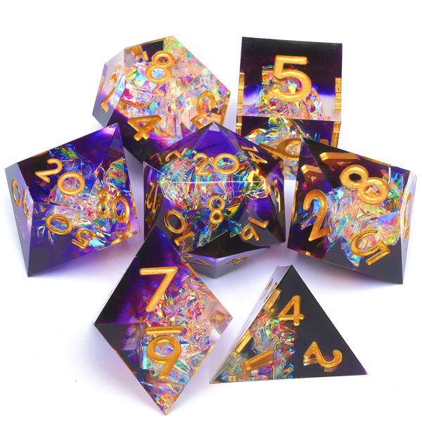 Resin dice Set, Dungeons and Dragons polyhedral DND dice Set, Suitable for Role-Playing Game RPG Explorer Magic: The Gathering Pioneer Game DND dice Set (7 Pieces)