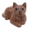 NOVICA Short Haired Cat Wood Sculpture