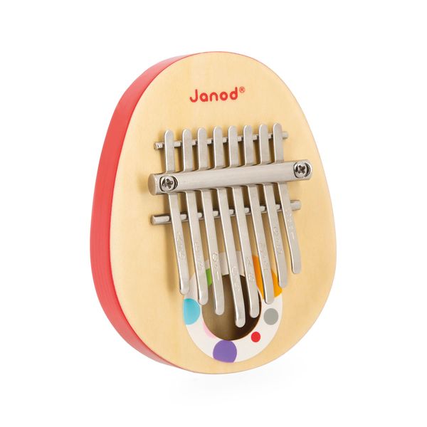 Janod Range Confetti Wooden Pretend Play Musical Toy-8 Metal Keys-Children’s Sooth-Sounding Kalimba-3 Years +, J07642, Multicolor