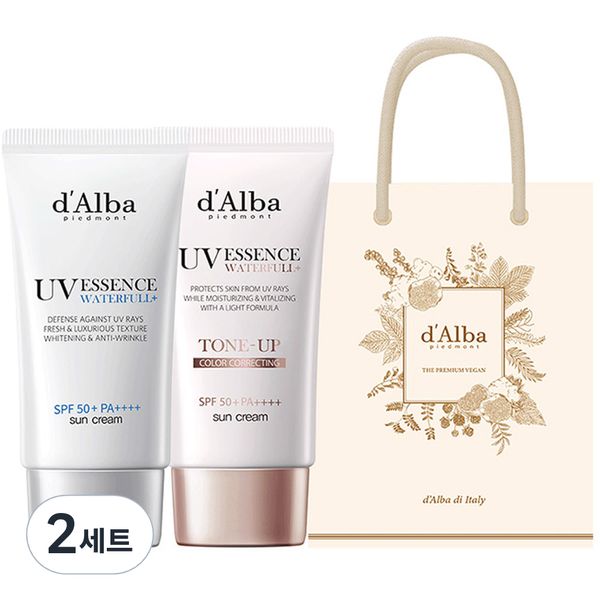 Dalba Waterfull Essence Sun Cream SPF50+ PA++++ 50ml + Waterfull Tone-up Suncream SPF50+ PA++++ 50ml + Gift Bag