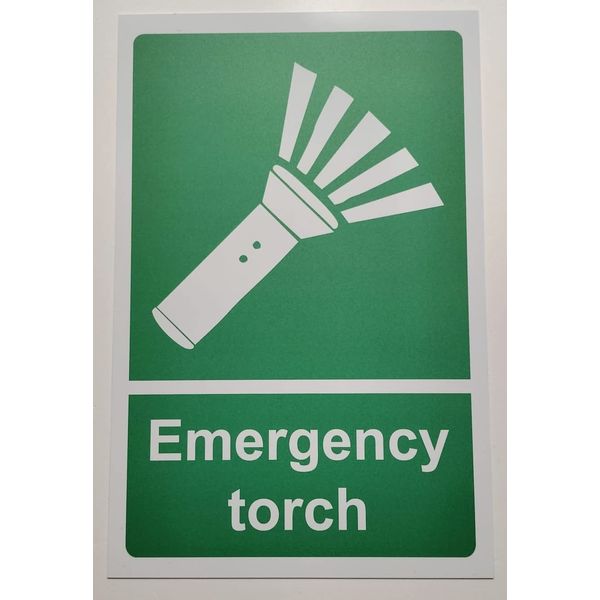 Emergency Torch Safety Sign - 1mm Plastic Sign (100mm x 150mm)