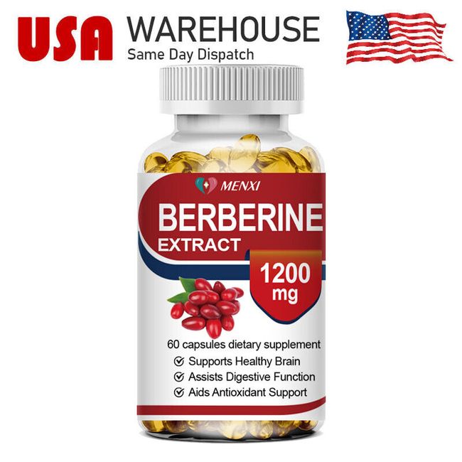 Berberine HCL Extract Supplement, High Potency, 1200mg, Healthy Cholesterol Caps