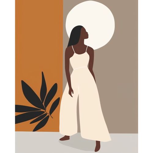 Afro Girl Painting Fashion Black Women Paint by Number Kits 16 x 20 inch Canvas DIY Tropical Leaves Oil Painting for Kids Adults Beginner with Brushes and Acrylic Nordics Boho Art Gift(Frameless)
