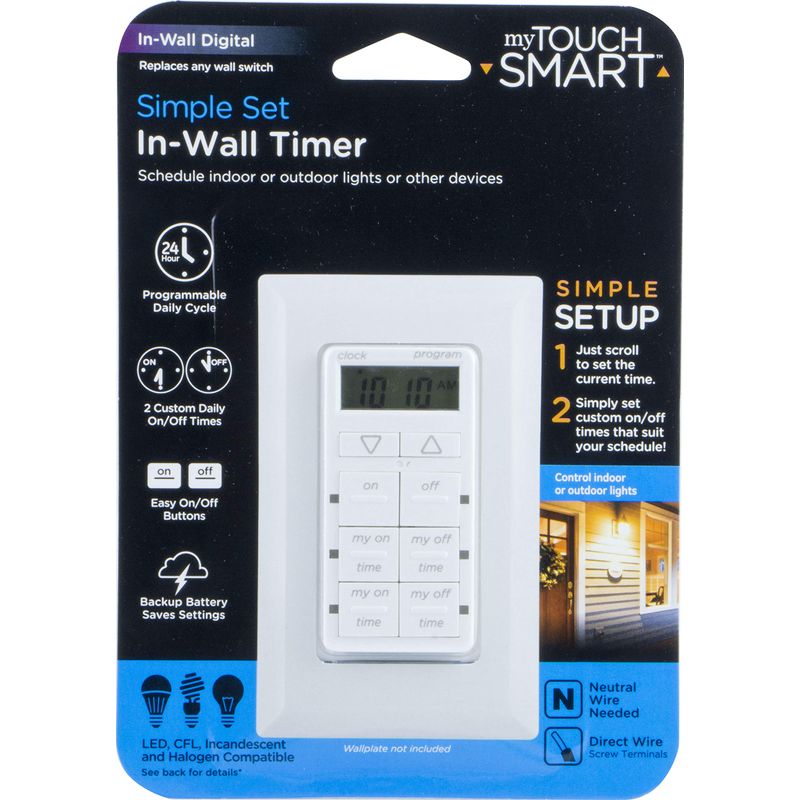 myTouchSmart In-Wall Digital Timer, 4 Programmable On/Off Buttons, 2 ...
