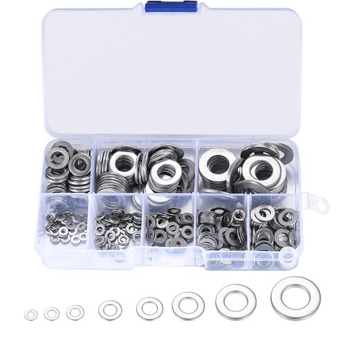360pcs Flat Washers Flat Washers Gasket Fasteners Round Metal Washers Spacers for Screws Bolt Washers Spacers M2 M2.5 M3 M4 M5 M6 M8 M10