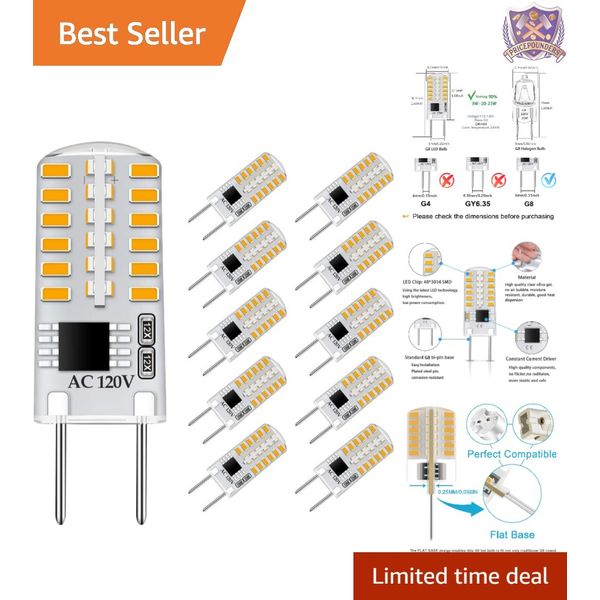 G8 LED Bulbs 3W Warm White Dimmable 10 Pack for Under Cabinet Lighting
