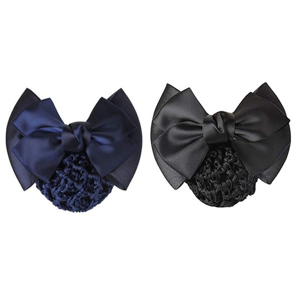 Bowknot Hair Clip, 2PCS Bowknot Decor Snood, Hairnet Lace Bow Decor, Bowknot Snood Net Barrette Hair Clip for Woman