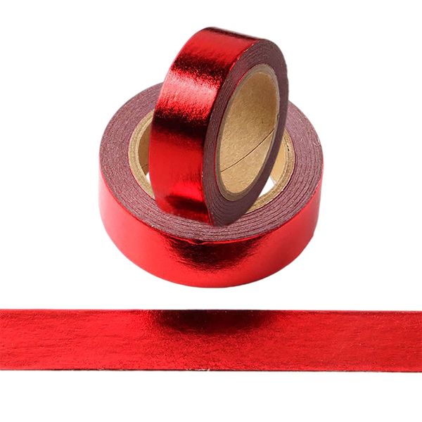 CIAJIE Washi tape 2 Rollen, 15 mm x 10 m, Washi-Klebeband, Abdeckband, Bastelzubehör für Scrapbooking, Basteln, Dekorativ, Folie, Washi tape (rot)