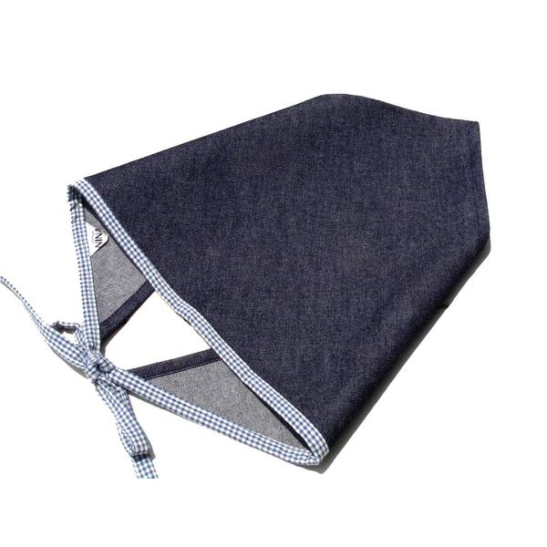 CottonNINA BBH Triangular Width Babushka String Type Short, For Children and Adults, Navy denim x navy gingham