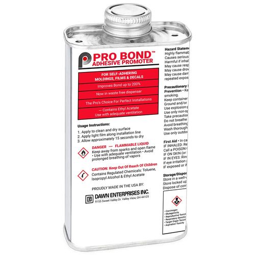 Dawn Enterprises Pro Bond Adhesive Promoter for Vinyl, Wraps, Window Tint, Automotive Molding - 8 oz Can