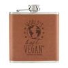World's Best Vegan 6oz PU Leather Hip Flask Tan