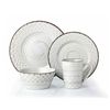 16 Piece Stoneware Dinnerware Service Set for 4 People - Distressed Weave, White
