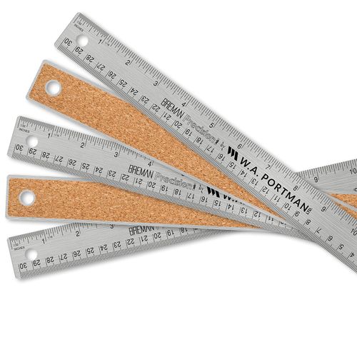 Breman Precision Metal Ruler 15 Inch Cork Back - Straight Edge 15 inch 10 Pk - Flexible & Non-Slip Stainless Steel Metal Ruler with Cork Backing - Imperial & Metric Graduations for Precision Measuring