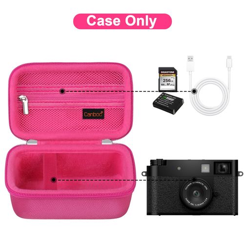 Canboc Carrying Case for FUJIFILM X Half Premium Compact Camera, FUJIFILM X-HF1 Digital Camera Bag, Mesh Pocket fits USB Cable, Rosered (Case Only)