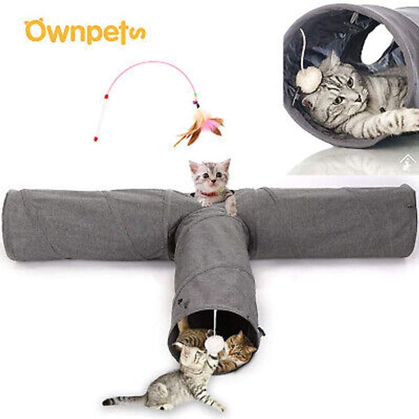 Ownpets Pet Cat Tunnel 3 Ways Tube Interactive Play Toy Rabbit Kitten Peak Hole